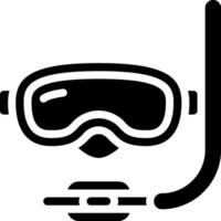 A black and white icon of a scuba mask and snorkel vector