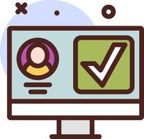 A computer screen with a check mark and a person vector