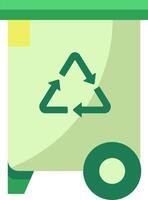 A green trash can with a recycling symbol on it vector