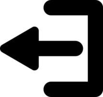 An arrow pointing to the left in a black and white icon vector