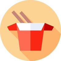 A red box with chopsticks in it vector