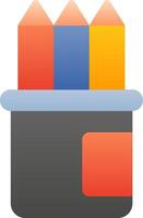 A box with four colored pencils in it vector