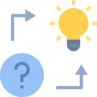 A light bulb, a question mark and a arrow pointing to it vector