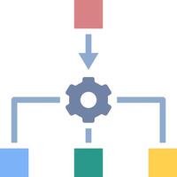 A diagram of a process with a gear and a circle vector