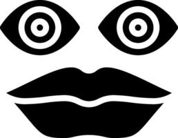 A black and white face with two eyes and a mouth vector