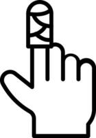 A hand with a bandage on it's finger vector