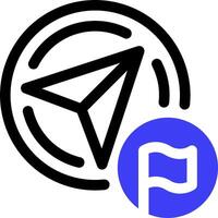 The logo for the app is a blue and white circle with a triangle on it vector