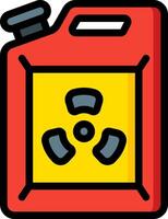 A red gas can with a radioactive symbol on it vector