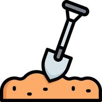 A shovel digging into the ground vector