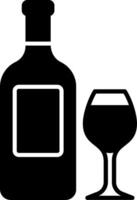 A bottle and glass of wine on a white background vector