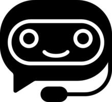 A black and white chatbot with a smiley face vector