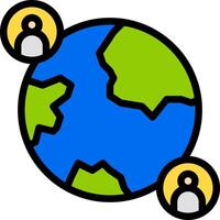 A globe with people around it vector