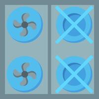 Four blue circles with a fan and a cross vector