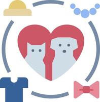 A dog and cat are in a circle with a heart and other items vector