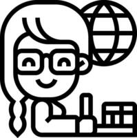 A woman with glasses and a globe icon vector