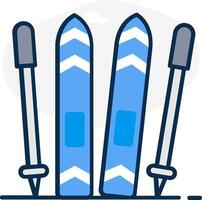 Two skis with a pencil and a pen vector