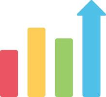 A bar chart with an arrow pointing up vector