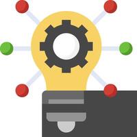 A light bulb with gears and icons vector
