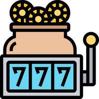 A slot machine with seven coins in it vector
