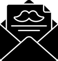 A black envelope with a mustache inside vector