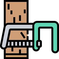 A saw is being used to cut wood vector