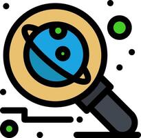 Magnifying glass icon with planets and dots vector
