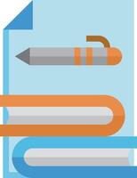 A pen and a book are sitting on top of a stack of books vector