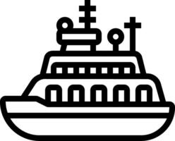 A black and white line drawing of a boat vector