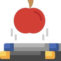 An apple is flying over a stack of books vector