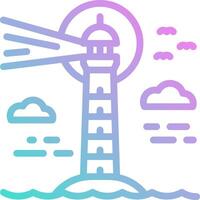 A lighthouse with a light shining on it vector