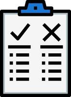 A clipboard with check marks and a blue clip vector