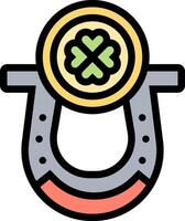 A horseshoe with a clover on it vector