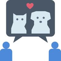 Two people are talking to each other with a dog and cat in the middle vector