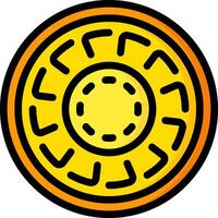 A yellow and orange wheel with a circular design vector