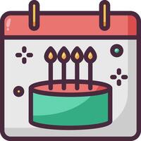 Calendar icon with birthday cake on it vector
