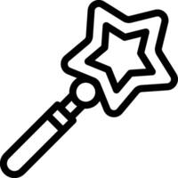 A black and white drawing of a wand with a star on it vector