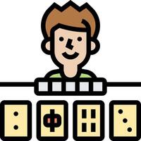 A man is sitting at a table with dice vector