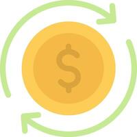 A dollar coin is shown in a circle with arrows pointing to it vector