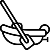 A black and white drawing of a boat with a paddle vector