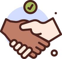 Handshake icon with a green check mark vector
