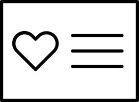 A black and white heart icon with a line vector