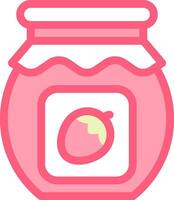 Pink jar with a strawberry inside vector