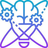 A blue and purple icon with gears and a brain vector