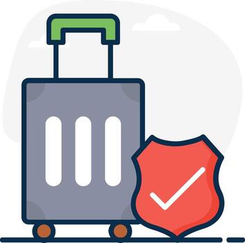 un maleta con un proteger y un rojo cheque marca vector