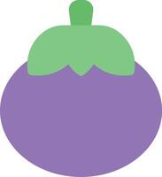 An eggplant with a green leaf on it vector