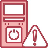A red and white icon with a warning sign vector