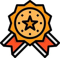 A star badge with a ribbon around it vector