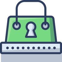 A green bag with a keyhole on it vector