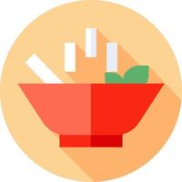 A bowl of noodles with chopsticks in it vector