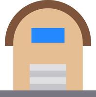 A brown building with a blue roof vector